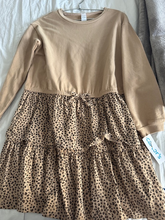 Carter's Other - Carter's Tan Sweatshirt Dress with Leopard Tiered Skirt